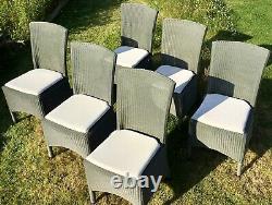 Neptune Havana Lloyd Loom Chairs x 6 Slate Grey with linen cushions