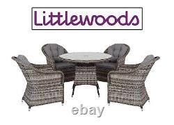 New Littlewoods Florida 4 Seater Rattan Garden Dining Set Grey RRP £999