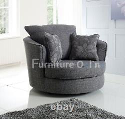 New Newton Fabric Comfy Grey Sofa High Back Cushions 3 Seater 2 Seater Armchair