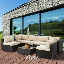 New Rattan Garden Furniture Corner Sofa Set Outdoor Patio U Shape Sofa Set 7 Pcs
