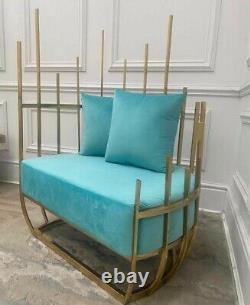 Niches Turquoise NEST Gold High Back Accent Chair LUXURY Love Seat