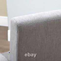 Nordic Armchair Linen-Touch Sofa Chair with Cushioned Pillow & Wood Legs Grey