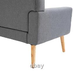 Nordic Single Cushion Padded Chair Wooden Armchair Button Tufted Seat Linen