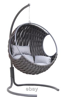 ORBISIA Large Rattan Hanging Egg Chair Patio Garden Indoor Outdoor with Cushion
