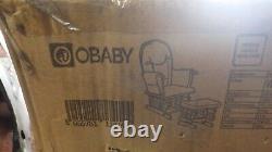 Obaby reclining glider chair and stool white with grey cushion