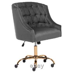 Office Swivel Chair Dressing Table Seat Velvet Soft Cushion Backrest with Wheels