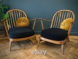 One Vintage Retro Original Blonde Ercol 203 Windsor Armchair & Cushions UKDel