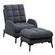 Orthopeadic Armchair Velvet Linen Cushioned Recliner Lounge Chairs Sofa With Stool