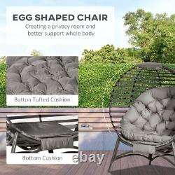 Outdoor Egg Chair Grey Deep Padded Cushion Tufted Garden Patio Lounger Papasan