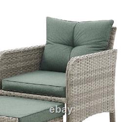 Outdoor Garden Furniture Rattan Chairs Armchair Patio Set & Footstools