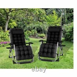 Outdoor Garden Gravity Chairs Hammock Reclining Seat Beach Chair Cup Holder UK