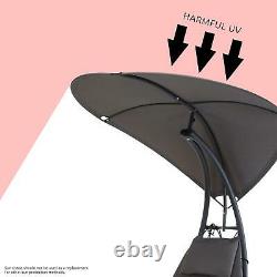 Outdoor Garden Rocking Chair Sun Lounger Grey Seat Recliner Patio Orbital Canopy