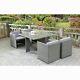Outdoor & Indoor Rattan Effect Garden 4 Seater Cube Set With Table & Cushions