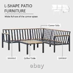 Outdoor Lounge Set Garden Patio L-Shape Corner Cushion Sofa Chair Tea Table Grey