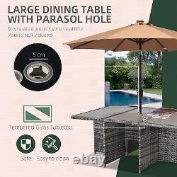 Outsunny 11PC Garden Rattan Dining Set Cushion Patio Table Chair Conservatory