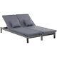 Outsunny 2 Person Rattan Lounger Adjustable Double Chaise Chair With Cushion Grey
