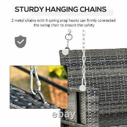 Outsunny 2 Seater Patio Rattan Swing Chair Hanging Chair with Padded Cushion