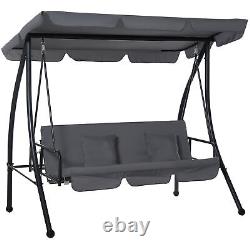 Outsunny 2-in-1 Patio Swing Chair Lounger 3 Seater Hammock Bed Grey Cushion