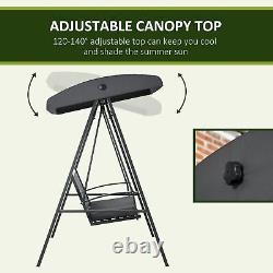 Outsunny 3-Seat Garden Swing Outdoor Swing Adjustable Canopy Cushion Dark Grey