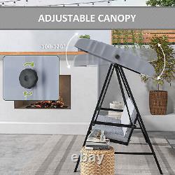 Outsunny 3 Seater Garden Swing Chair with Adjustable Canopy and Cushions, Grey