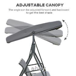 Outsunny 3 Seater Swing Patio Hammock with Canopy for Outdoor Grey