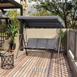 Outsunny 3 Seater Swing Patio Hammock with Canopy for Outdoor Grey