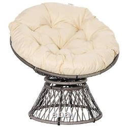 Outsunny 360°Swivel Rattan Papasan Moon Bowl Chair Round Outdoor with Padded