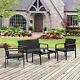 Outsunny 4 Pcs Pe Rattan Furniture Set With3 Cushioned Chairs 1 Coffee Table -grey