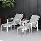 Outsunny 5pcs Garden Reclining Chair Set Footstools Coffee Table Cushion