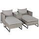 Outsunny 5pcs Patio Rattan Sofa Chaise Lounge Double Sofa Bed With Coffee Table