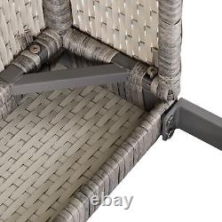 Outsunny 5pcs Patio Rattan Sofa Chaise Lounge Double Sofa Bed with Coffee Table