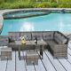 Outsunny 6 Pcs Patio Wicker Sofa Set Rattan Chair Furniture With Glass & Cushioned