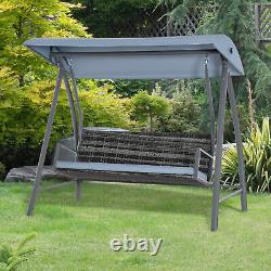 Outsunny Garden Rattan Swing Chair Swinging Hammock with Cushion Mixed Grey