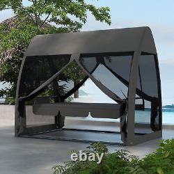 Outsunny Garden Swing Chair Patio Hammock 3 Seater Bench Canopy Lounger Grey