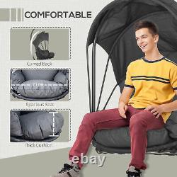 Outsunny Hanging Egg Chair Swing Hammock Chair with Stand Retractable Canopy Grey