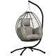 Outsunny Hanging Swing Chair With Thick Cushion, Patio Hanging Chair, Grey