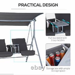 Outsunny Outdoor 2-Seater Swing Chair Sun Shade Cushioned Adjustable Canopy-Grey