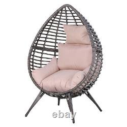 Outsunny Outdoor indoor Wicker Chair with Cushion Rattan Lounger Refurbished