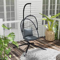 Outsunny PE Hanging Swing Chair with Cushion, Patio Hanging Chair, Grey