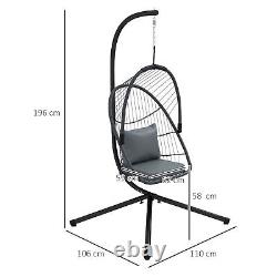 Outsunny PE Hanging Swing Chair with Cushion, Patio Hanging Chair, Grey