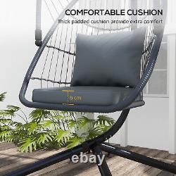 Outsunny PE Hanging Swing Chair with Cushion, Patio Hanging Chair, Grey