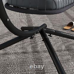 Outsunny PE Hanging Swing Chair with Cushion, Patio Hanging Chair, Grey