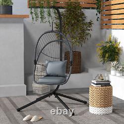 Outsunny PE Hanging Swing Chair with Cushion, Patio Hanging Chair, Grey