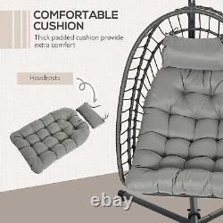 Outsunny PE Hanging Swing Chair with Thick Cushion, Patio Hanging Chair, Grey