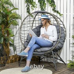 Outsunny Rattan Egg Chair Wicker Basket Chair with Cushion Bottle Holder Bag