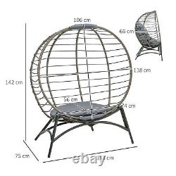 Outsunny Rattan Egg Chair Wicker Basket Chair with Cushion Bottle Holder Bag