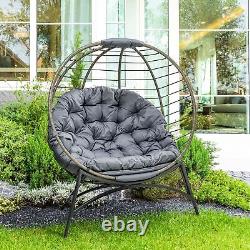 Outsunny Rattan Egg Chair Wicker Basket Chair with Cushion Bottle Holder Bag