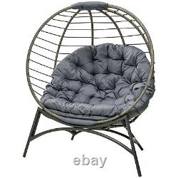 Outsunny Rattan Egg Chair Wicker Basket Chair with Cushion Bottle Holder Bag