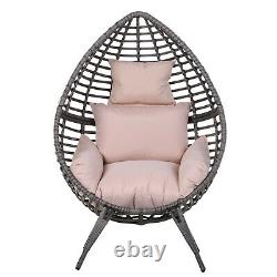Outsunny Rattan Wicker Teardrop Chair Lounger Soft Cushioned Poolside Patio Seat