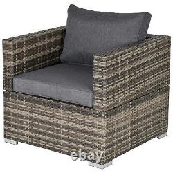 Outsunny Single Furniture Sofa Chair with Padded Cushion for Garden Balcony, Grey